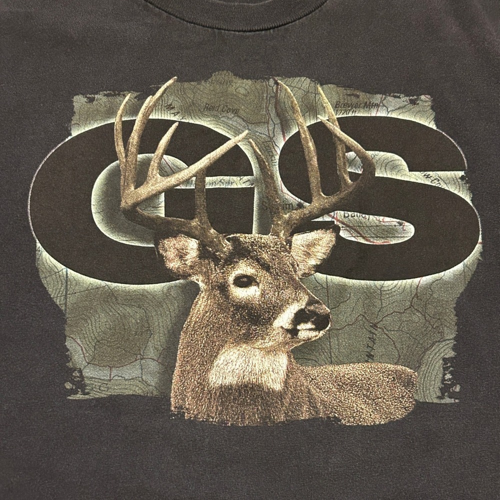 Vintage 2002 Gander Mountain Guide Series Mens T Shirt XL Faded Black Buck